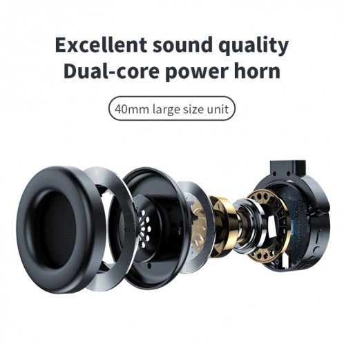 Casque stéréo HIFI Bluetooth sans fil A51 USB avec micro (noir) SH901A776-07