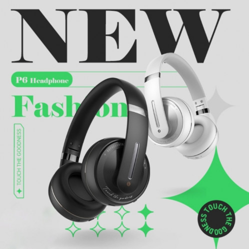 P6 Bluetooth 5,1 casque stéréo sans fil avec microphone (blanc) SH701B207-07