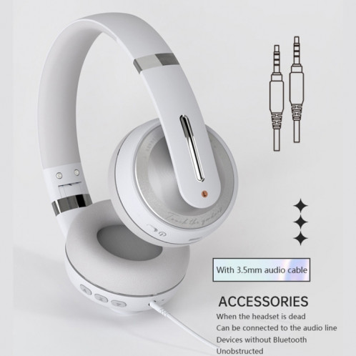 P6 Bluetooth 5,1 casque stéréo sans fil avec microphone (blanc) SH701B207-07