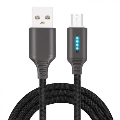 Micro USB Interface Zinc Alloy Marquee Luminous Intelligent Automatic Power Off Câble de données de charge (noir) SH501B972-05