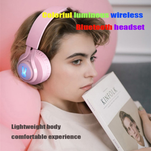 Casque bluetooth sans fil mignon de BT06C + enfin avec microphone et lumière LED (rose) SH101B1333-08