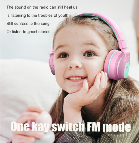 Bobo + adultes et enfants mignon Bluetooth 5.0 Bass Bast Casque d'annulation avec micro (rose) SH201B272-07