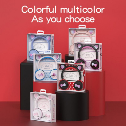 Casque Bluetooth sans fil BLUETOOTH sans fil AEC BK7 avec lumière LED (Rose noire) SA501E1636-07