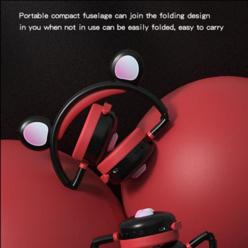 AEC BK7 casque Bluetooth sans fil BLUETOOTH sans fil avec lumière LED (rouge noir) SA501A834-07
