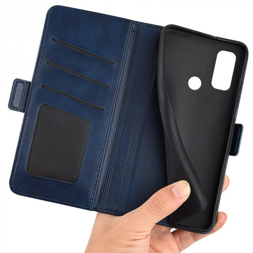Pour Ulefone Note 10 Case de téléphone en cuir magnétique à double boucle (bleu foncé) SH101D1891-07