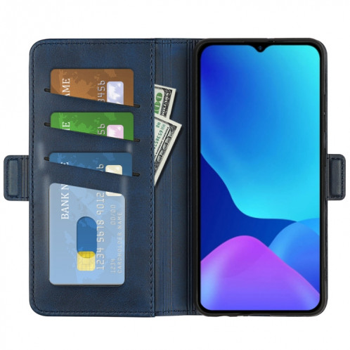 Pour Ulefone Note 10 Case de téléphone en cuir magnétique à double boucle (bleu foncé) SH101D1891-07