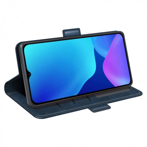 Pour Ulefone Note 10 Case de téléphone en cuir magnétique à double boucle (bleu foncé) SH101D1891-07
