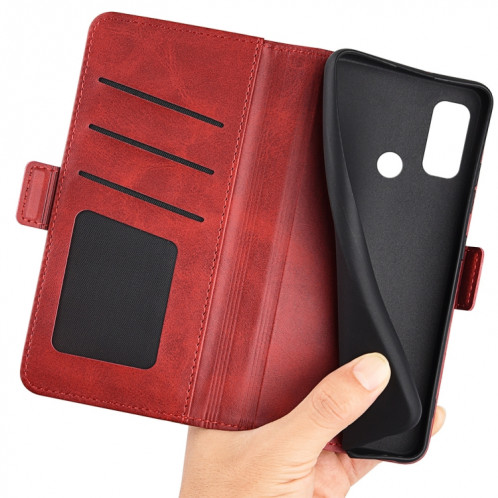 Pour Ulefone Note 10 Case de téléphone en cuir magnétique à double boucle (rouge) SH101E208-07