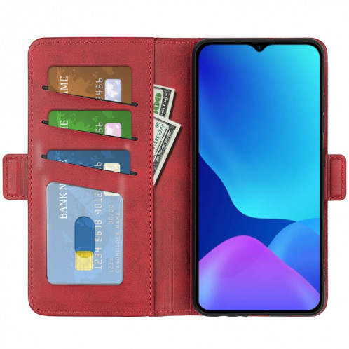 Pour Ulefone Note 10 Case de téléphone en cuir magnétique à double boucle (rouge) SH101E208-07