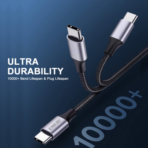 ENKAY 60W USB-C / TYPE-C à Type-C PD / QC 3A Câble tressé en nylon de charge rapide, longueur: 1M SE27011838-07