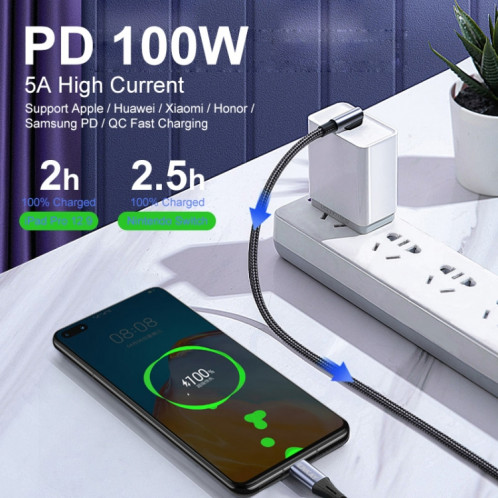 ENKAY PD100W 5A USB-C / TYPE-C TO TYPE-C Câble de charge rapide du coude avec marker, longueur: 1M SE76011045-08
