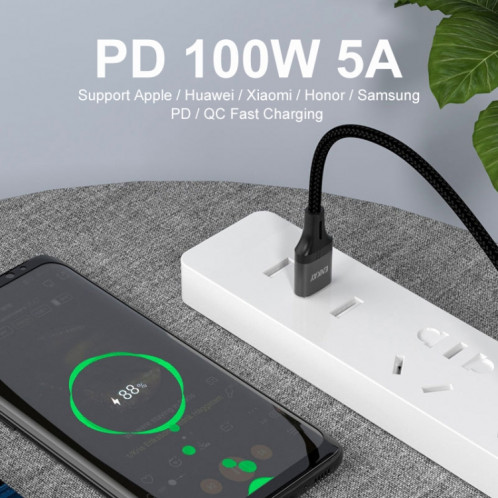 Enkay PD100W 2 dans 1 USB-A / USB-C vers le câble de charge rapide de Type-C 5A, longueur: 1M SE8389102-09