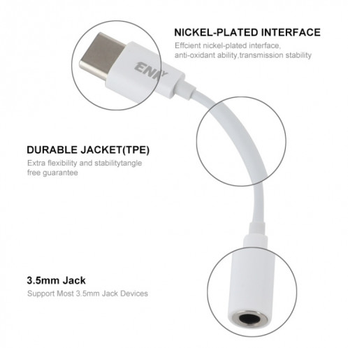 ENKAY USB-C / TYPE-C-C à 3,5 mm Adaptateur Digital Decoding Câble audio SE84351194-06