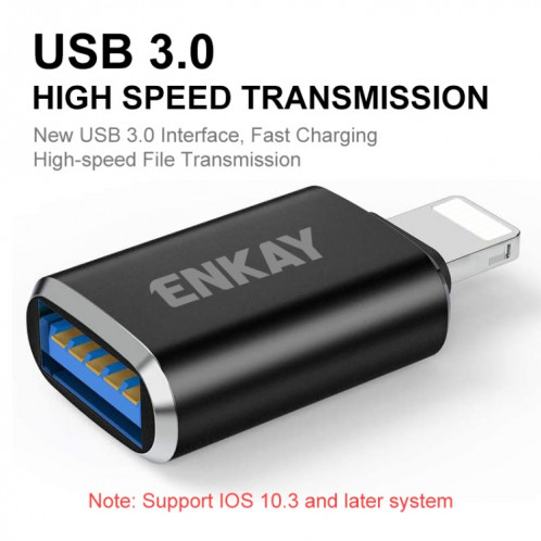 ENKAY ENK-AT110 8 broches mâles à USB 3.0 Adaptateur OTG en alliage en aluminium féminin (argent) SE701C992-07