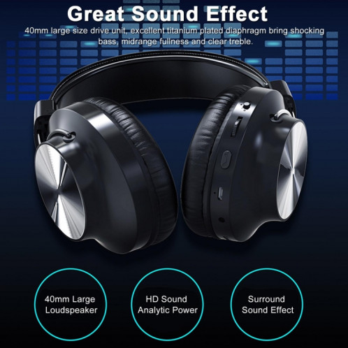 Casque de musique stéréo sans fil pliable S4000 avec carte / FM AUX-in / TF micro 3,5 mm / FM SH8580615-07