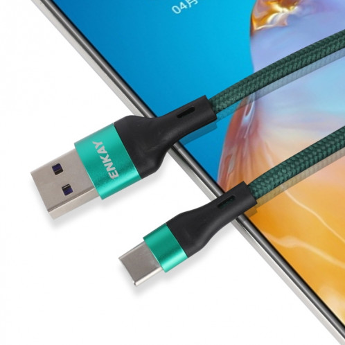 ENKAY ENK-CB119 1M USB 3.0 à USB-C / TYPE-C 5A Câble de données de synchronisation de chargement rapide (vert) SE001D397-07