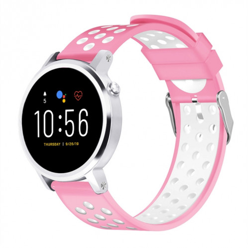 Pour Fossil Gen 5 Carlyle / Julianna / Garrett / Carlyle HR Bracelet de montre en silicone bicolore (rose) SH101E346-06