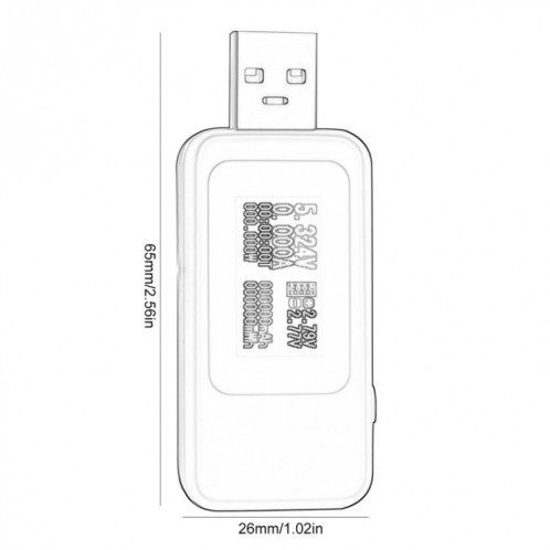 KWS-MX18 10 dans 1 Courant USB CC Courant 4-30V Tension de tension Mémoire numérique Ammeter (blanc) SH901B404-07