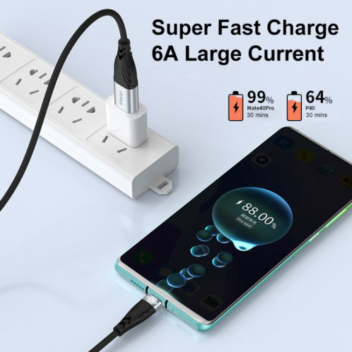 ENKAY Hat-Prince 1m PD100W 2 en 1 USB 3.0 / Type-C vers Type-C 6A Câble de Données de Charge Super Rapide SE860197-08