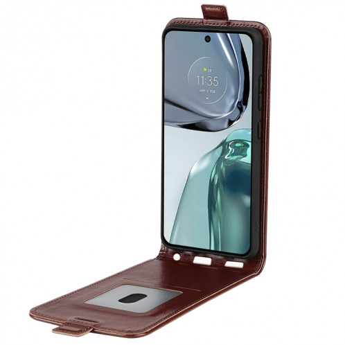Pour Motorola Moto G62 5G R64 Texture Vertical Flip Leather Phone Case (marron) SH901D778-06