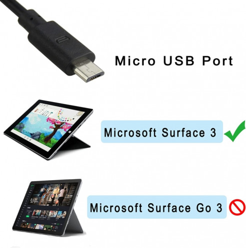 Pour Microsoft Surface3 1624 1645 Adaptateur secteur 5.2v 2.5a 13W Chargeur de port Android SH11041334-07