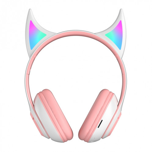 STN25 Devil Ear RGB Light Casque de musique sans fil pour enfants avec micro (Blanc) SH101C946-08