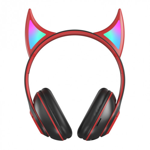 STN25 Devil Ear RGB Light Casque de musique sans fil pour enfants avec micro (noir + rouge) SH101D198-08