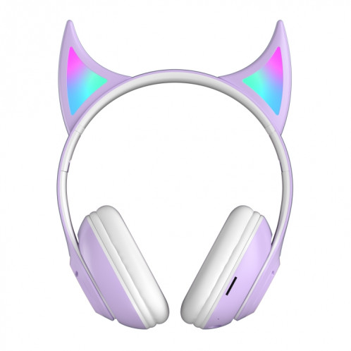 STN25 Devil Ear RGB Light Casque de musique sans fil pour enfants avec micro (Violet) SH101E74-08