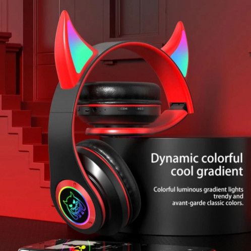 STN25 Devil Ear RGB Light Casque de musique sans fil pour enfants avec micro (Bleu) SH101B365-08