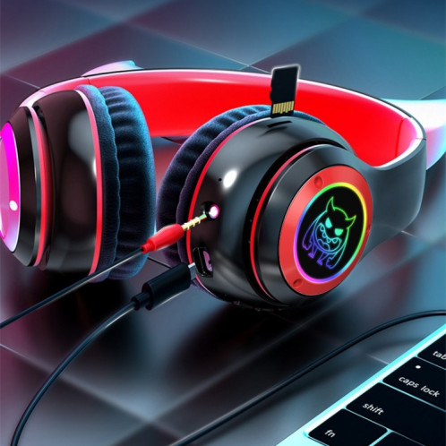 STN25 Devil Ear RGB Light Casque de musique sans fil pour enfants avec micro (vert) SH101F1785-08