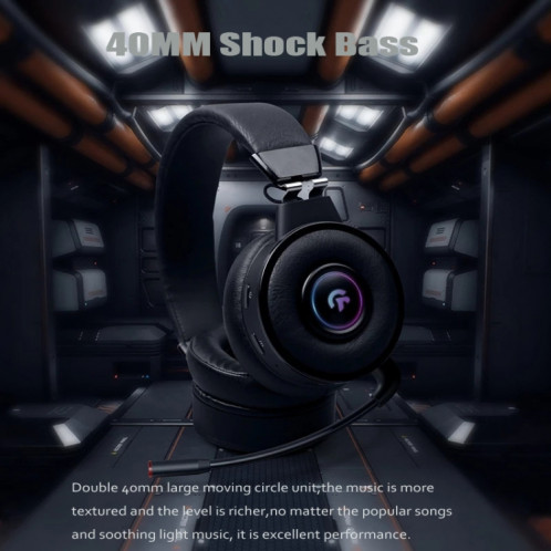 Casque de jeu lumineux RVB sans fil Bluetooth Kingkong avec prise en charge de la radio TF/FM SH9315967-07
