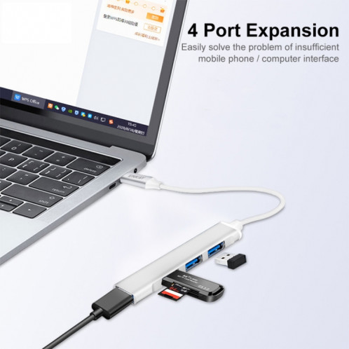 ENKAY Hat-Prince ENK-AT114 4 Ports USB 3.0 Splitter Multi-Ports Expansion HUB Extender Connector Adapter, Interface: Type-C SE5302836-08