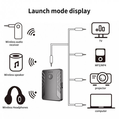 T20-1 Bluetooth 5.0 Récepteur Audio Transmetteur Adaptateur Sans Fil SH94581129-06