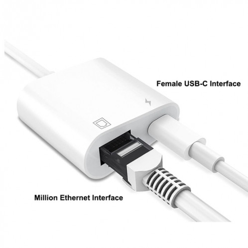 ENKAY Hat-Prince 2 en 1 Type-C Mâle à Femelle Type-C + RJ45 Ethernet LAN Adaptateur Réseau SE40011566-07