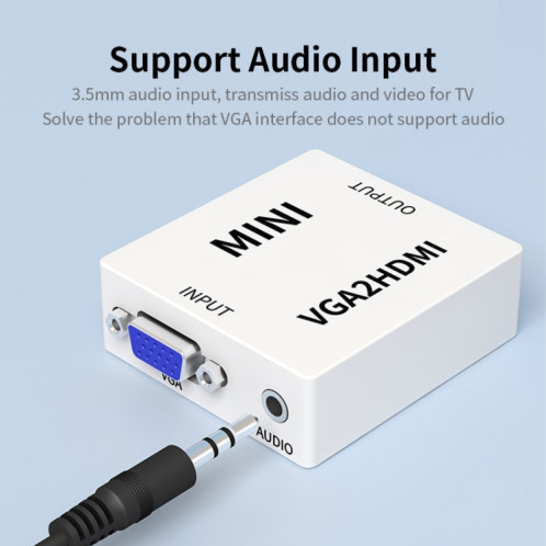 JSM Mini Taille HD 1080P VGA vers HDMI Scaler Box Audio Vidéo Adaptateur Convertisseur Numérique SH9600420-07