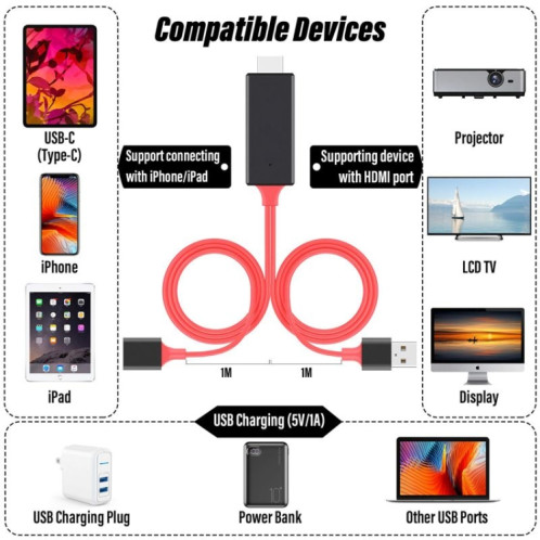 Adaptateur de câbles HDMI Dongle USB mâle + USB femelle vers HDMI mâle 1080P SH301B1505-09
