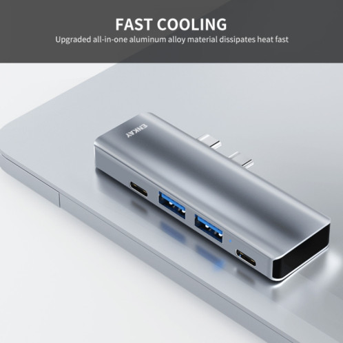 Adaptateur de station d'accueil ENKAY Hat-Prince 5 en 2 Hub Type-C vers 4K HDMI / USB 3.0 SE0501447-09