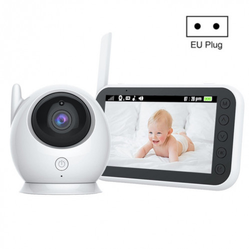 ABM100 4,3 pouces vidéo sans fil couleur vision nocturne bébé moniteur caméra de sécurité à 360 degrés (prise UE) SH601B1308-06