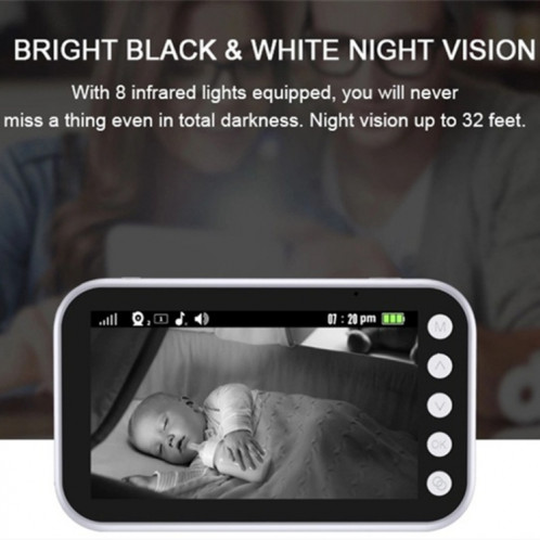 ABM100 4,3 pouces vidéo sans fil couleur vision nocturne bébé moniteur caméra de sécurité à 360 degrés () SH601B1308-06