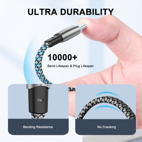 ENKAY Hat-Prince 65W USB-C / Type-C vers Type-C 6A Câble de tissage de données à charge rapide, Longueur: 2m SE0402469-07