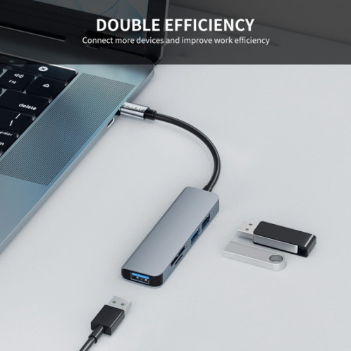 ENKAY Hat-Prince Adaptateur de station d'accueil 5 en 1 HUB Lecteur de carte SD/TF, Interface : Type-C SE13021060-07