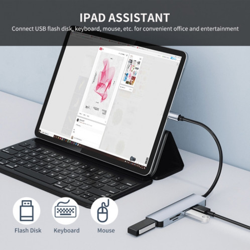 ENKAY Hat-Prince Adaptateur de station d'accueil 5 en 1 HUB Lecteur de carte SD/TF, Interface : Type-C SE13021060-07