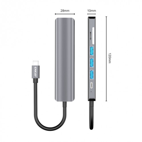ENKAY Hat-Prince 7 en 1 Type-C vers 4K Adaptateur de station d'accueil HDMI PD Hub de charge rapide Lecteur de carte SD / TF SE0629857-09