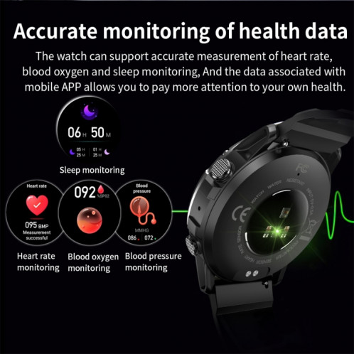 Montre intelligente à écran couleur NX9 1,39 pouces, prise en charge de la surveillance de la fréquence cardiaque/surveillance de la pression artérielle (noir) SH801A1946-09