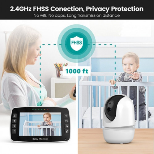 SM43A Caméra de surveillance pour bébé avec zoom intelligent à vision nocturne à affichage couleur de 4,3 pouces () SH901B1175-07