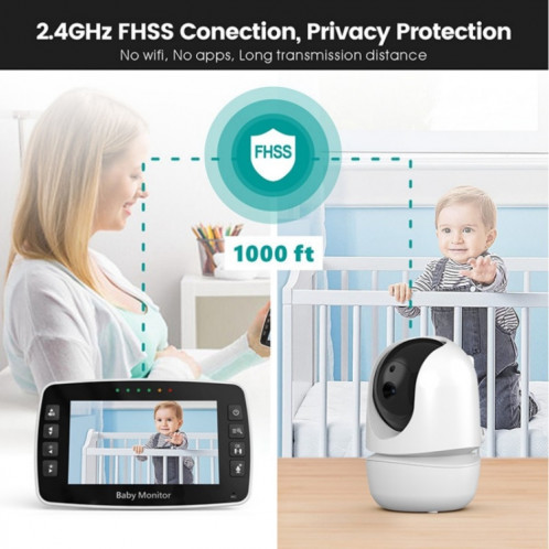 SM43A Caméra de surveillance pour bébé avec zoom intelligent à vision nocturne à affichage couleur de 4,3 pouces (prise UE) SH901B1175-07