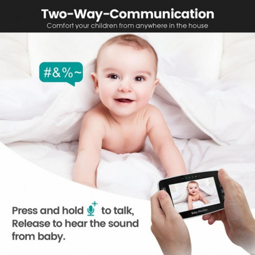 SM43A Caméra de surveillance pour bébé avec zoom intelligent à vision nocturne à affichage couleur de 4,3 pouces () SH901B1175-07