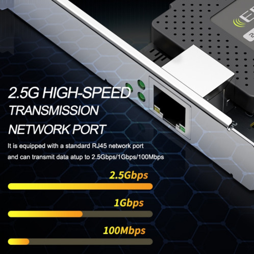 EDUP EP-9635C 2.5Gbps Gigabit Game Carte réseau filaire 2500M Extension de port Internet haute vitesse Ordinateur de bureau Adaptateur réseau Ethernet adaptatif SE06721584-012