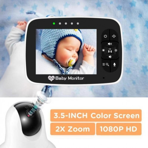 SM935 Écran LCD 3,5 pouces Moniteur vidéo sans fil pour bébé Vision nocturne Caméra IP audio bidirectionnelle (prise UE) SH701B921-06