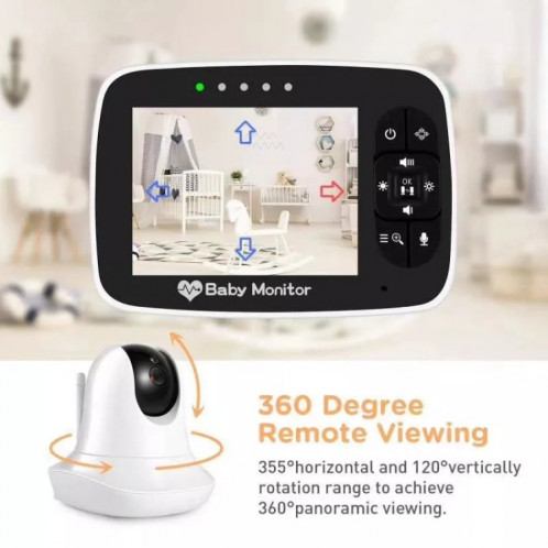 SM935 Écran LCD 3,5 pouces Moniteur vidéo sans fil pour bébé Vision nocturne Caméra IP audio bidirectionnelle () SH701B921-06